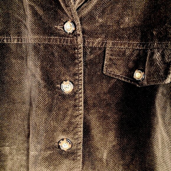 Saint Johns Bay Authentic Woman's Brown Corduroy Button Up Coat Adult Medium - Picture 7 of 16